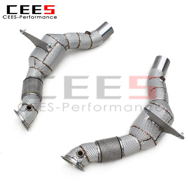 CEES Stainless Steel for Ferrari 488 GTB/Spider/Pista 3.9T V8 2015-2019 100/200/300 Cell Downpipe Cat Exhaust Pipe