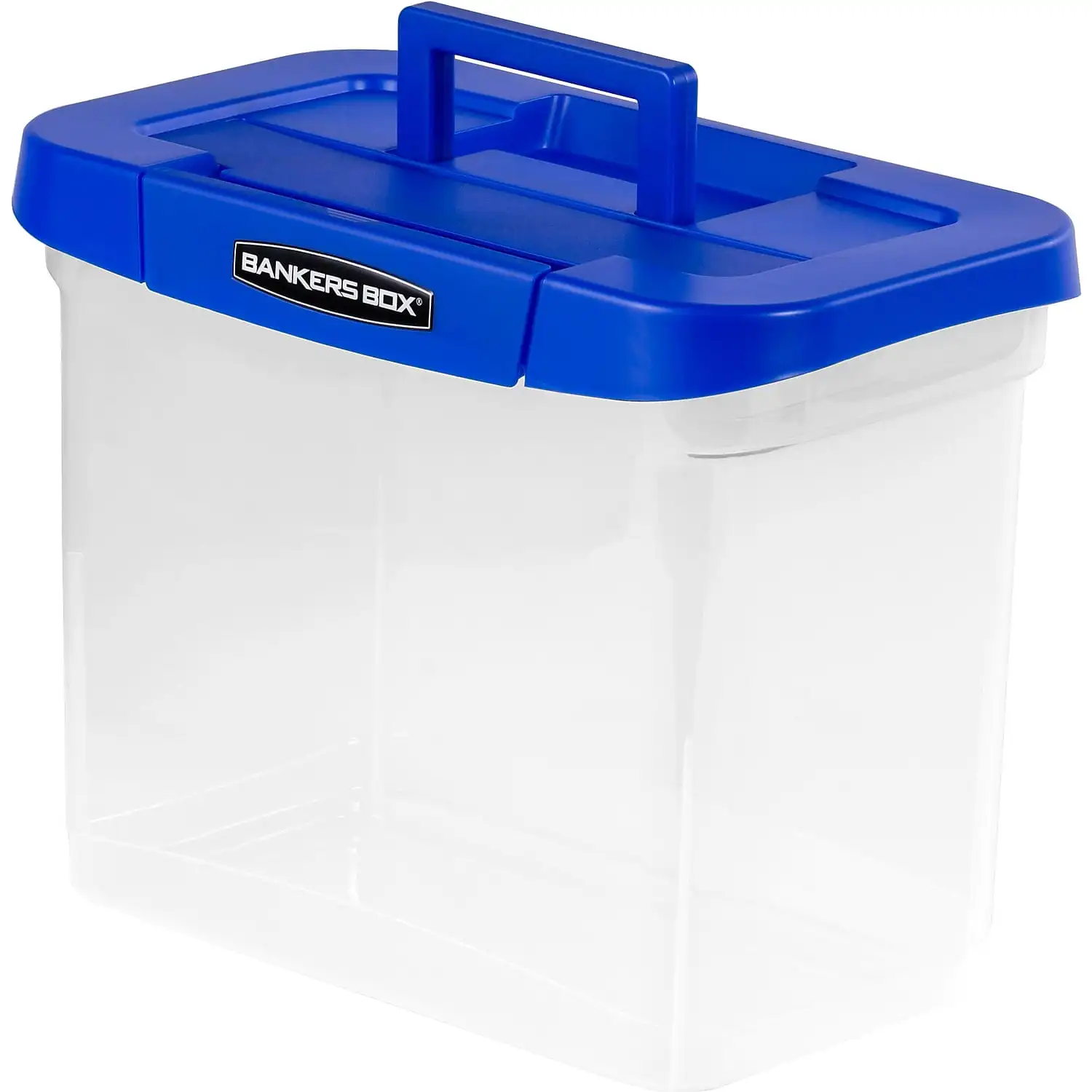 

Heavy-Duty Portable File Box, Letter Files, 14.25" X 8.63" X 11.06", Clear/Blue