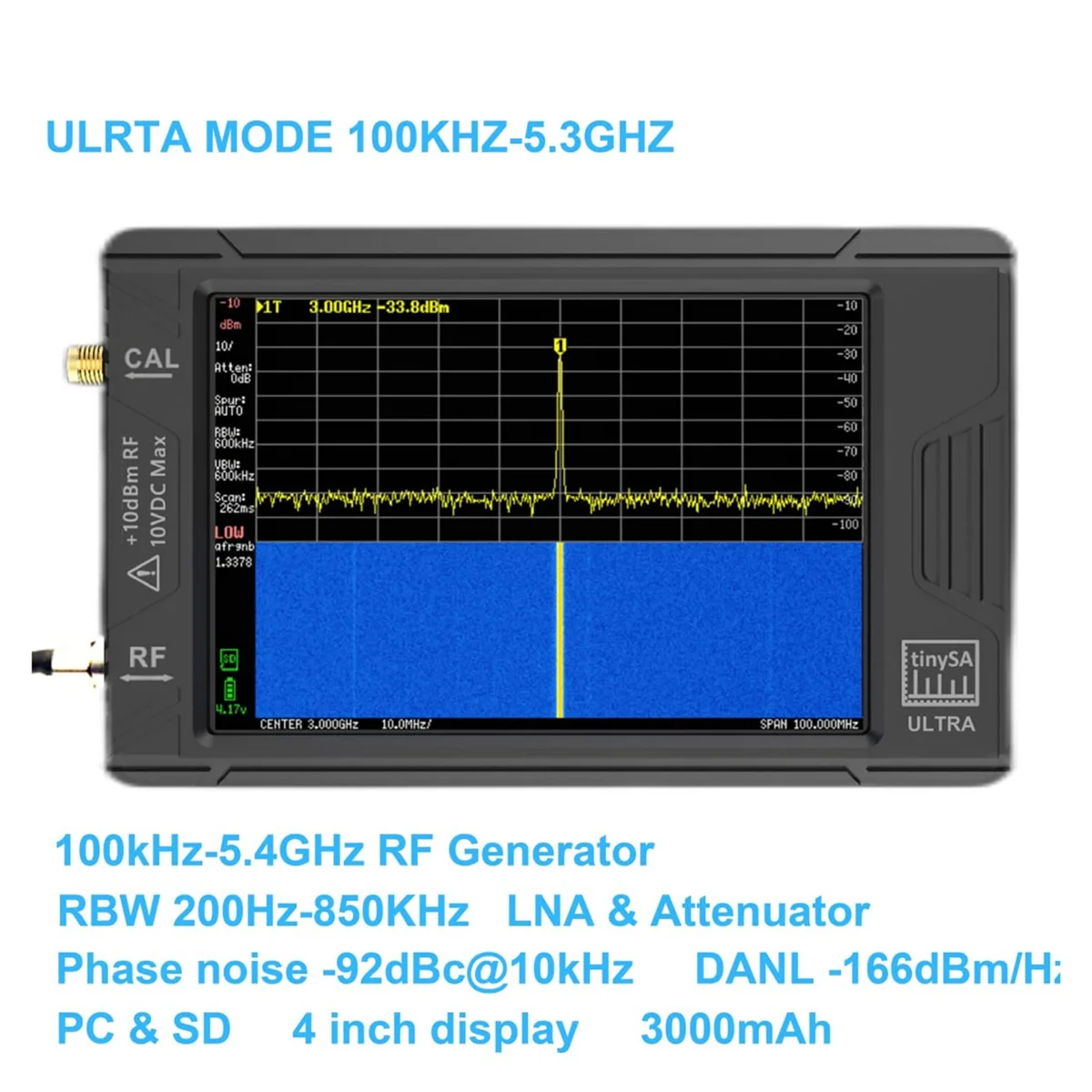 Handheld Tiny Spectrum Analyzer Ultra 3.95 Inch Touch Screen Build in Battery