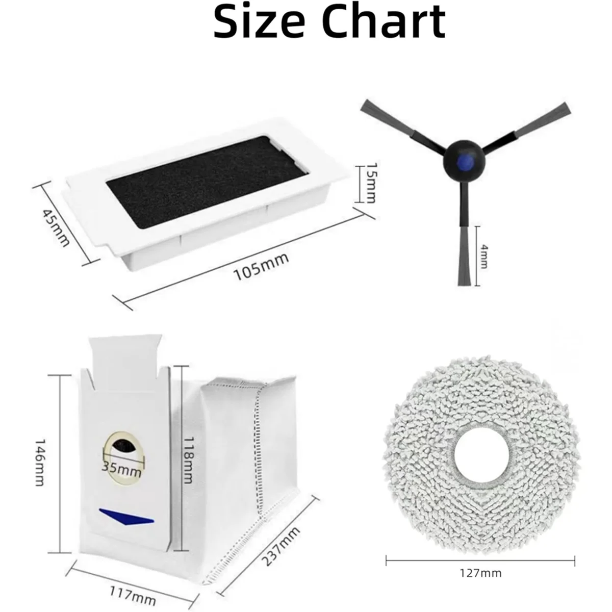 ل M12 برو جهاز آلي لتنظيف الأتربة فرشاة جانبية فلتر Hepa ممسحة القماش أكياس الغبار Accessories-A68M #4