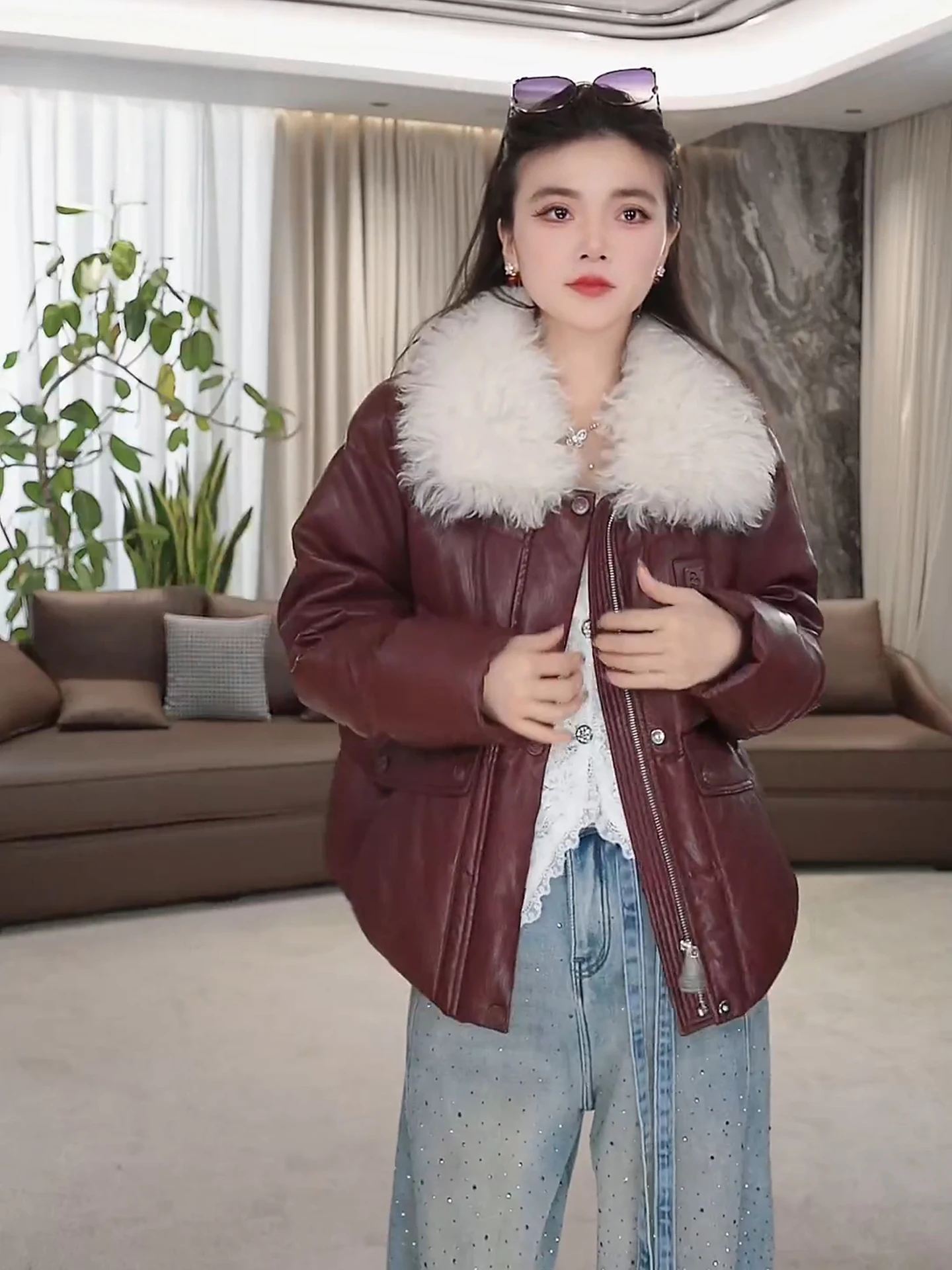 

Женская модная куртка Kanyu LAeila с утолщенным пушистым воротником, свободного кроя, теплая, универсальная, в байкерском стиле, осенне-зимняя новинка