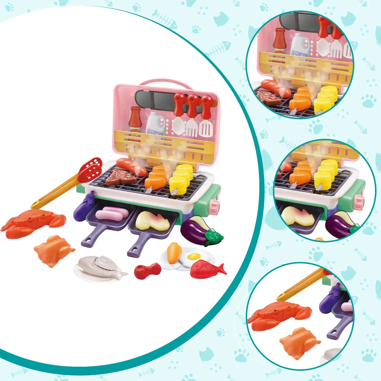 Crianças churrasqueira brinquedos realistas crianças cozinha playset para jogo favor presente