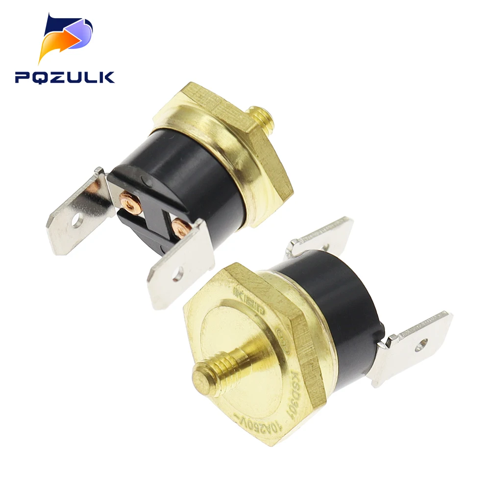 1PCS M4 10A250V Normally closed KSD301 40-150 degree Bakelite KSD-301 Temperature Switch Thermostat Sensor Thread-in Brass Probe