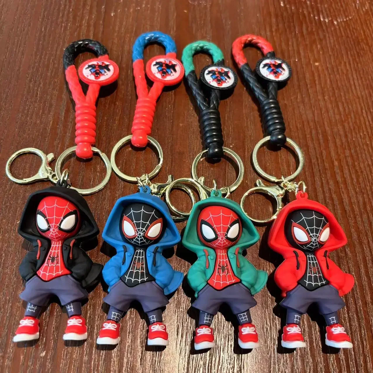 Spiderman Disney Superhero Keychain Miles Morales Cartoon Pendant Doll Keyring Bag Accessories Decoration Kids Toy Gifts