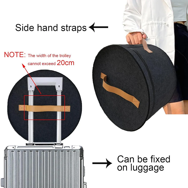 Travel Felt Cylinder Hat Organizer Clothes Storage Bag Convenient Travel Storage Box with Lid