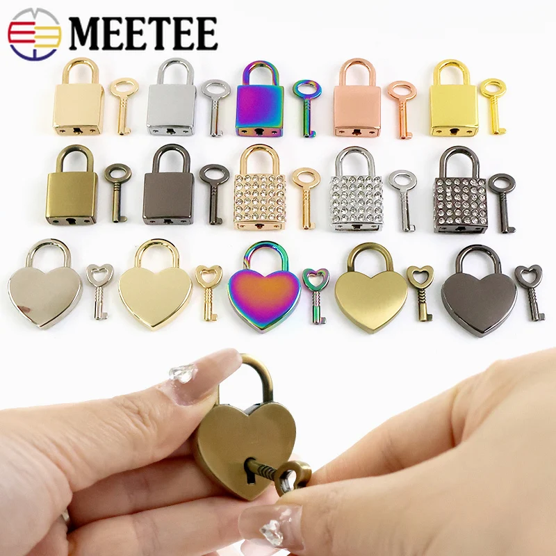 1-3Sets Meetee Handbag Metal Lock Buckle with Key Wallet Closure Clasps Clutch Bags Heart Shaped Padlocks Hardware Accessories view 5