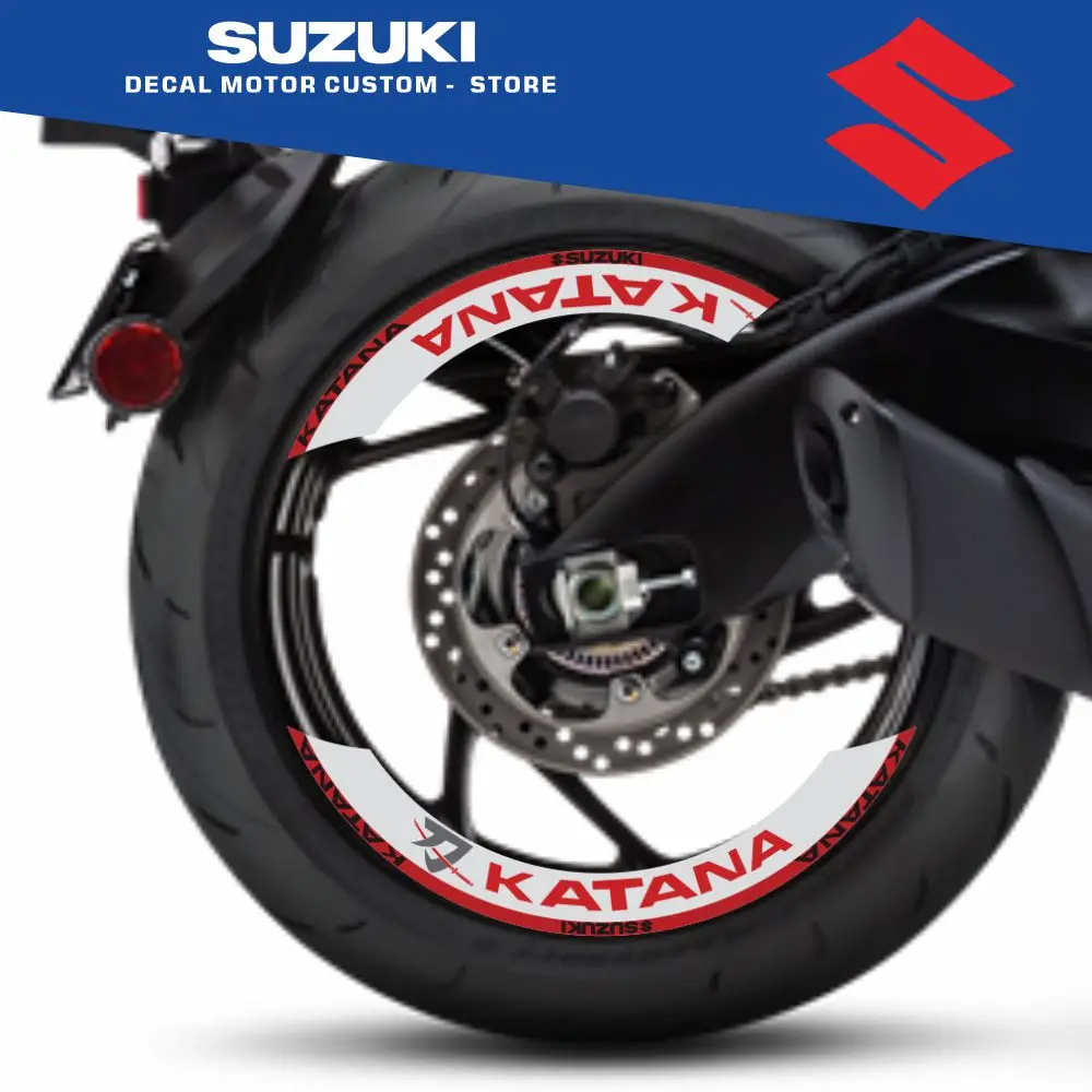 8 قطع خطوط شارات أمامية + حافة خلفية ملصقات شارات عجلة 2 قطعة شارات لسوزوكي كاتانا #4