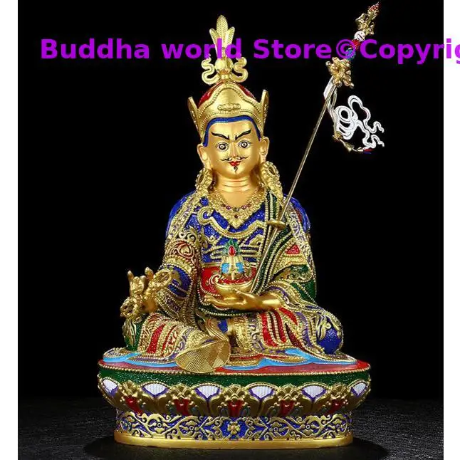 

High grade Color painting gilding buddha statue Talisman Family protection Buddhism Padmakara Guru Rinpoche buddha statue