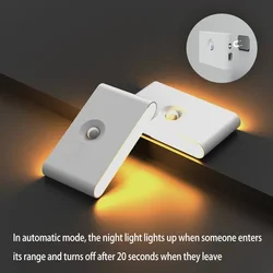 Night Light Motion Sensor Type-C Charging Wireless  Magnetic LED Intelligent Sensor Wall Light for Children Bedroom Corridor