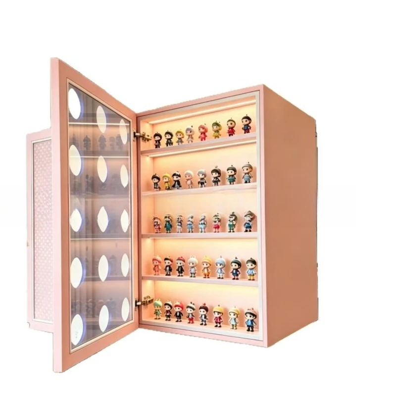 Solid wood figure display box, wall-mounted multi-layer doll display box