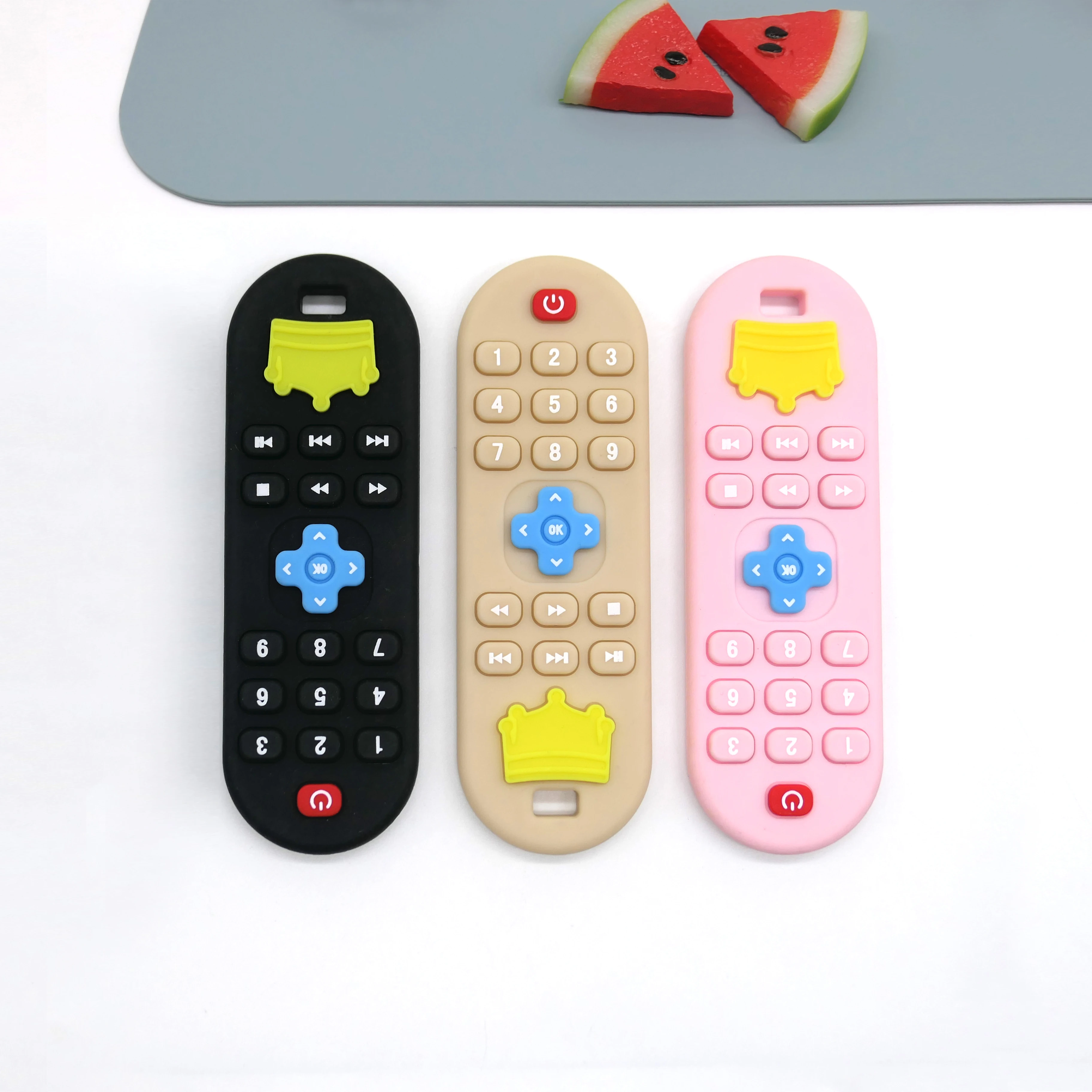 

Baby Silicone Remote Control Teether Anti-Eating Hand Teething Stick Cartoon Soothing Bite Toy for Infants