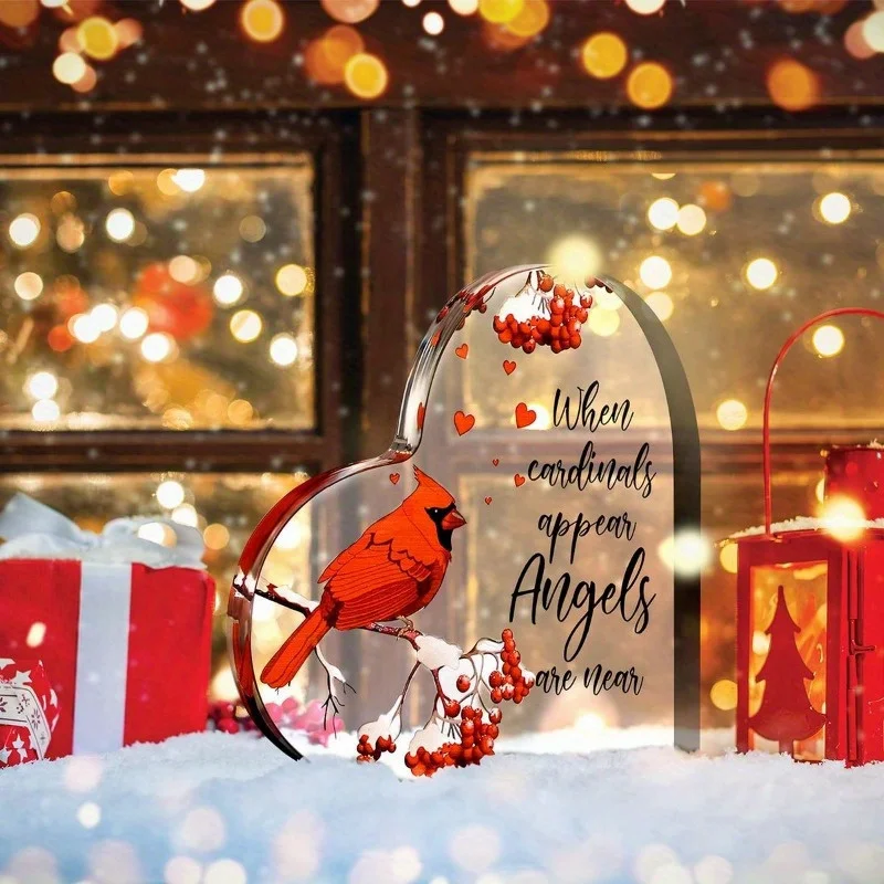 جديد وصول هدية الكاردينال التذكارية التعاطف ديكور محور الاكريليك الكاردينال تمثال لعيد الميلاد هدية تذكارية #3