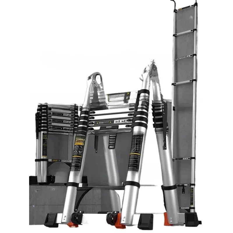 Herringbone Telescopic , Aluminum Alloy Thickened Engineering Folding Ladder, Household Multi-Functional Portable Lifting