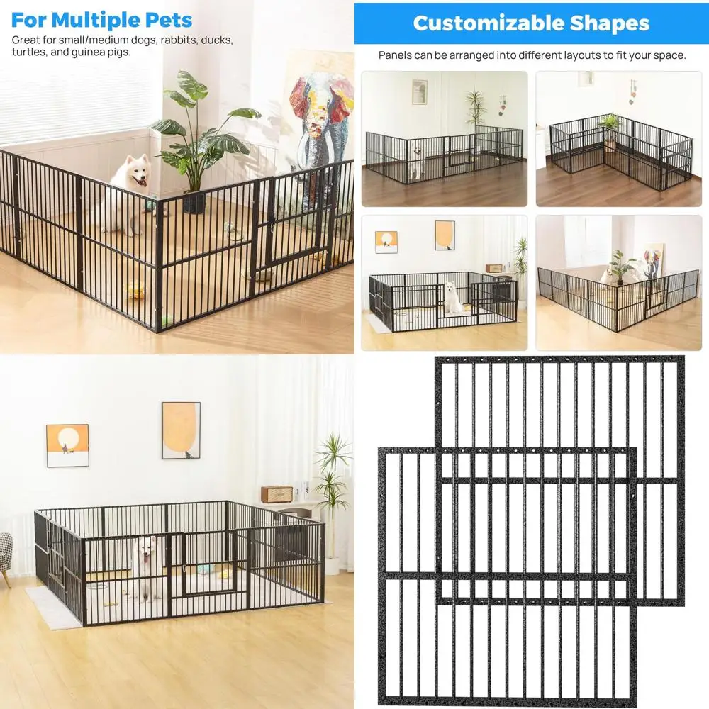 

Прочный вольер для собак высотой 32 дюйма с дверцей для щенков, простая сборка, подходит для использования в помещении и на улице