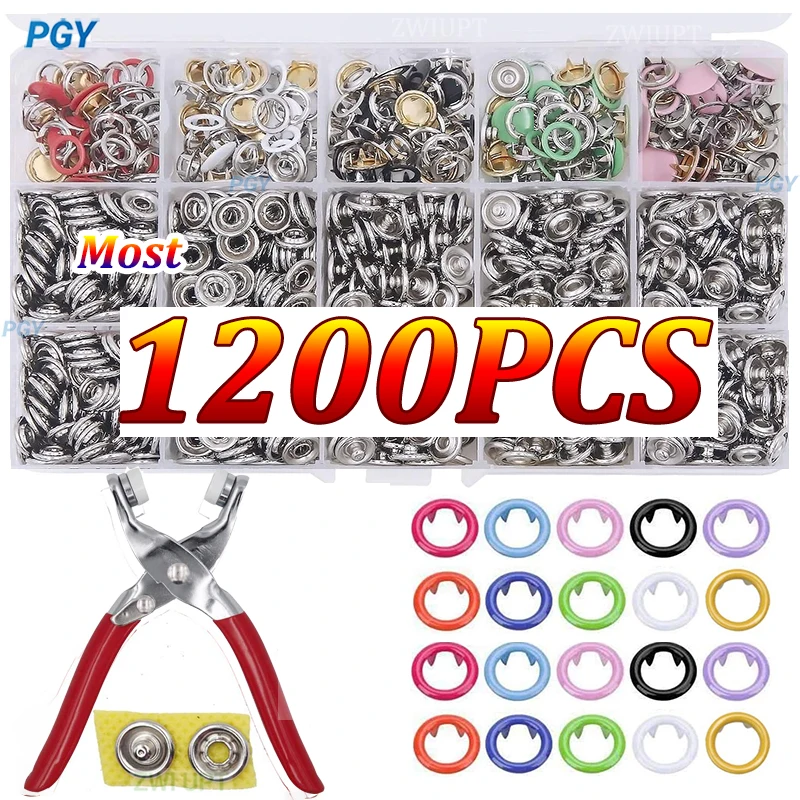 400-1200PCS Plier Tool Metal Snap DIY Craft Supplies Sewing Button Thickened Snap Fastener Kit  for Installing Sewing Bag Clothe