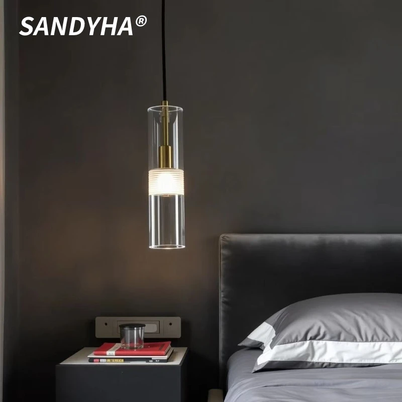 

SANDYHA Modern Minimalist Pendant Light Crystal Lampshade LED Lamp Living Room Decoration Bedroom Dining Table Lighting Fixtures
