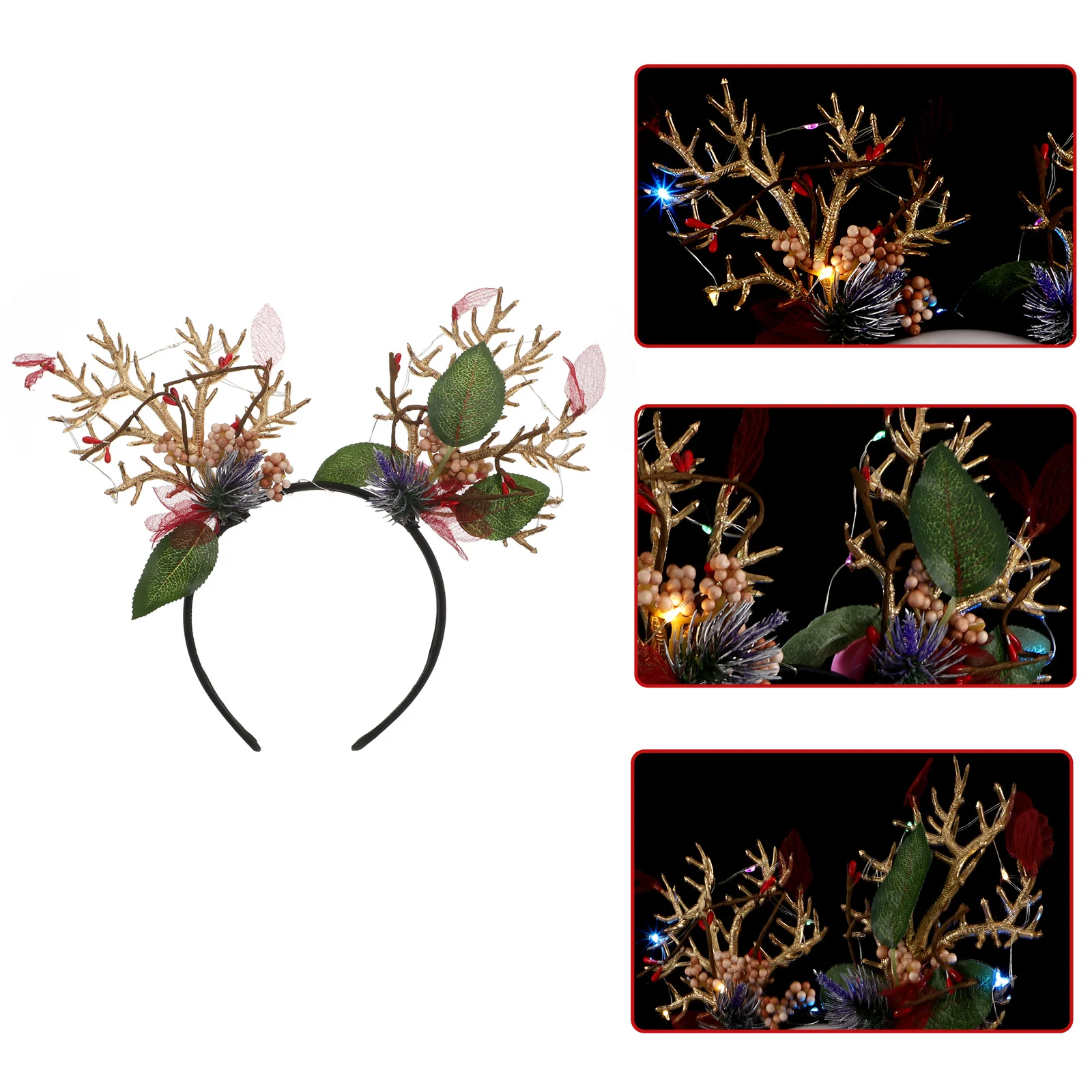 

1Pcs Elk Luminous Headband Lightweight Xmas Party Hair Adorn Cosplay Photo Prop Glowing Costume Hair Accessory