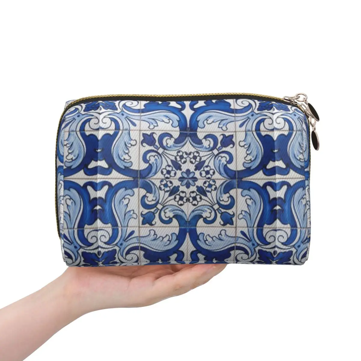 

Azulejo Lisbon Azulejos Lisboa Women Cosmetic Bag Travel Makeup Organizer Pouch Toiletry Storage Dopp Kit Case