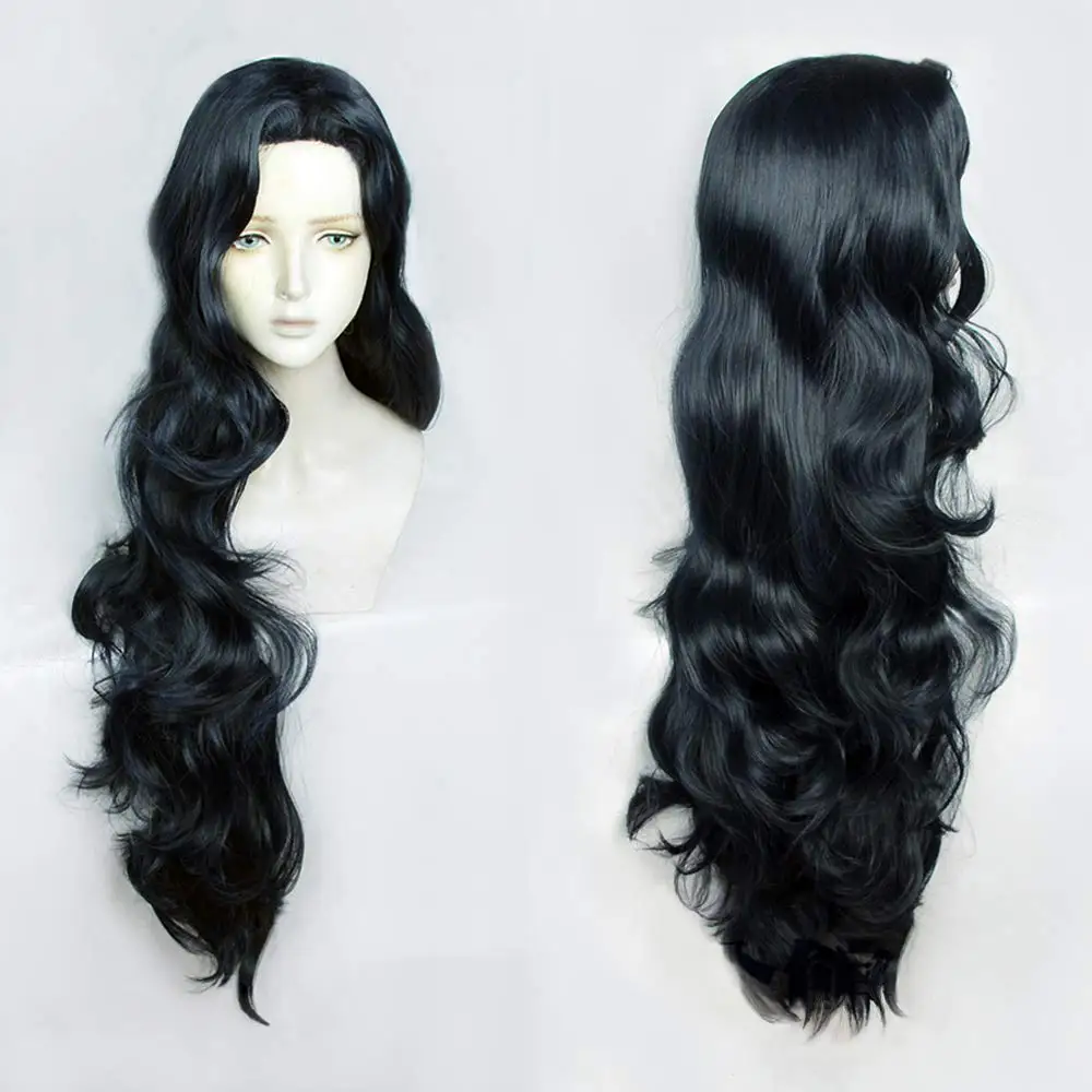 

JoJo's Bizarre Adventure Cosplay Yamagishi Yukako Wigs 120cm Navy Blue Long Big Wavy Hair + Wig Cap