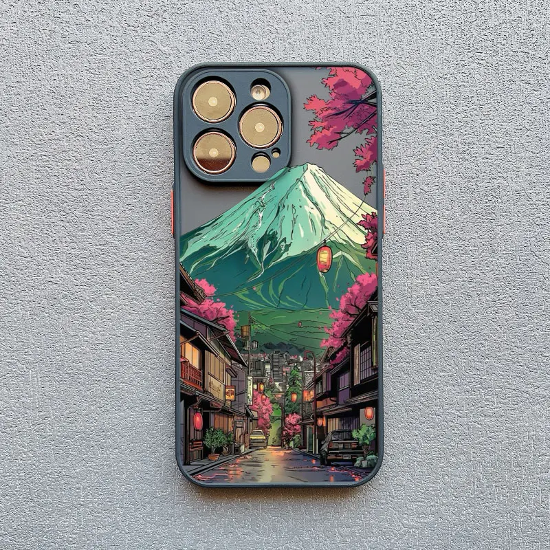 Japanische Mount Fuji Scenic Area Handyhülle für iPhone 16 17 14 Pro Max Plus 13 12 11 Mini 15 Pro Max XR XS X Rückseitenabdeckungen – Detail 2