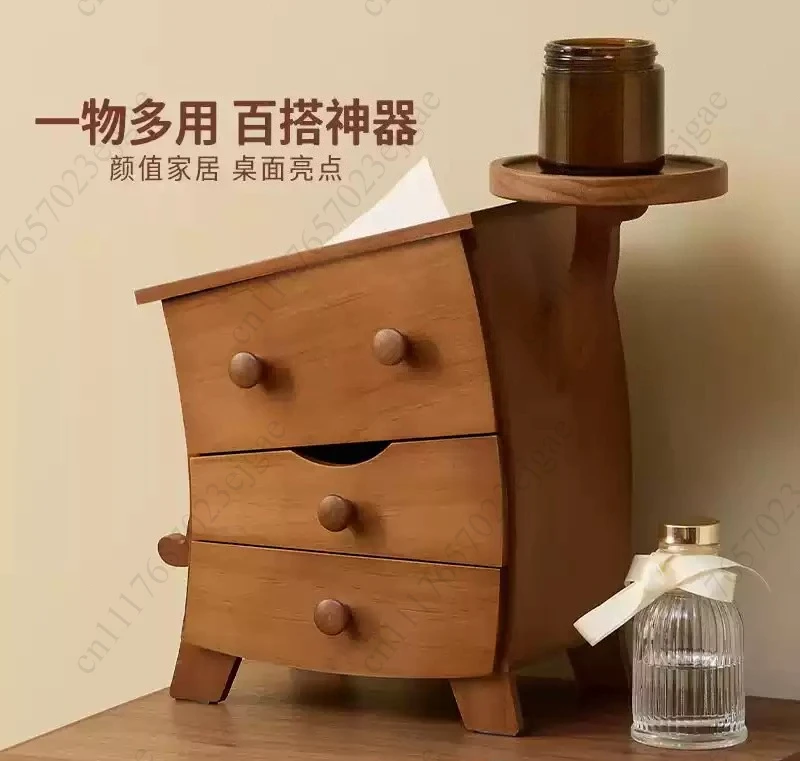 Pure solid wood tissue box creative ornament housewarming new home gift desktop paper drawing