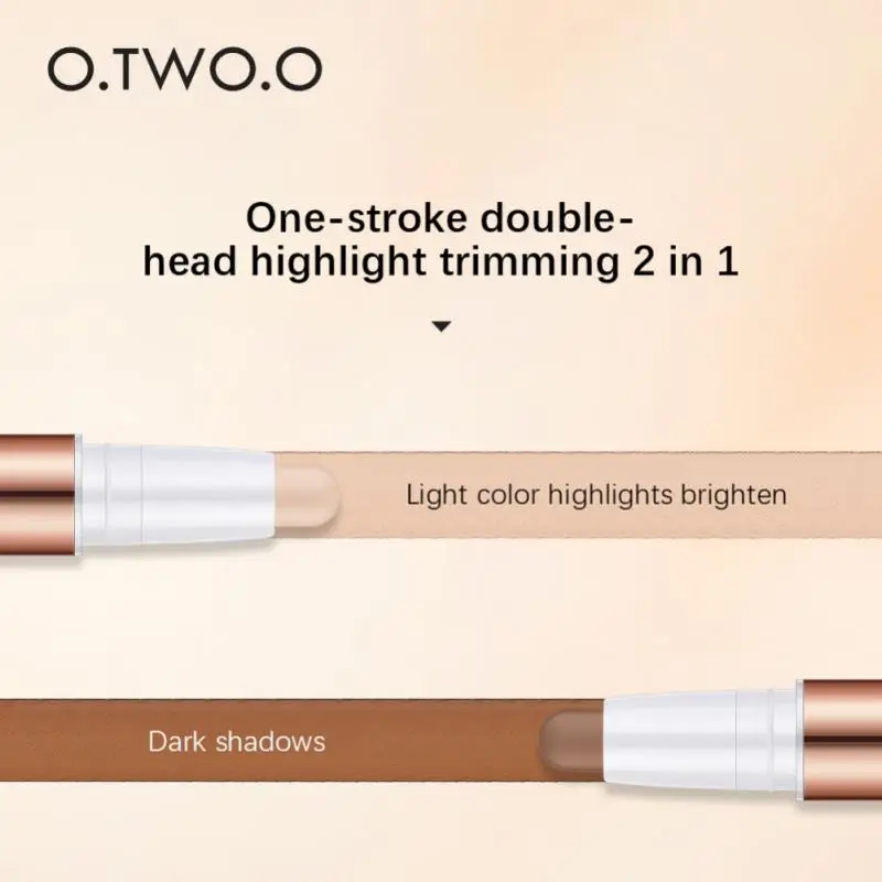 ダブルエンドのダブルユース輪郭スティックノーズシャドウ修理、ハイライターパウダー、コンシーラー、耐久性のあるメイク、化粧品