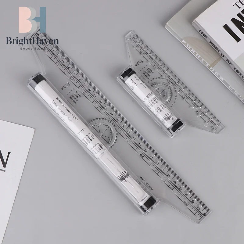 Angles Line Ruler 15cm 30cm Multi-Function Drawing Tool Metric Rolling Ruler Clear Parallel Rolling Ruler Plastic HighQuality