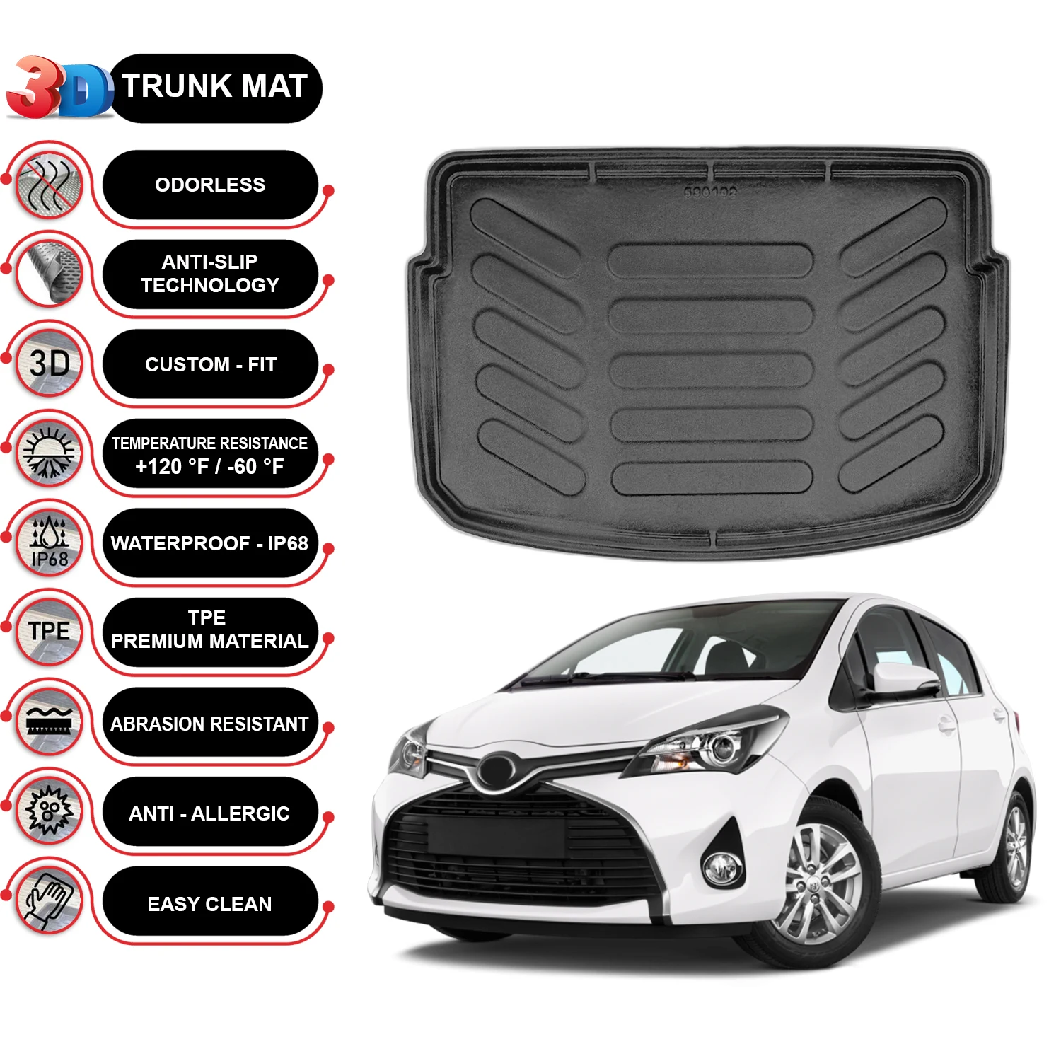 Toyota Yaris 2013-2020 Cargo Liner Rear Trunk Floor Mat