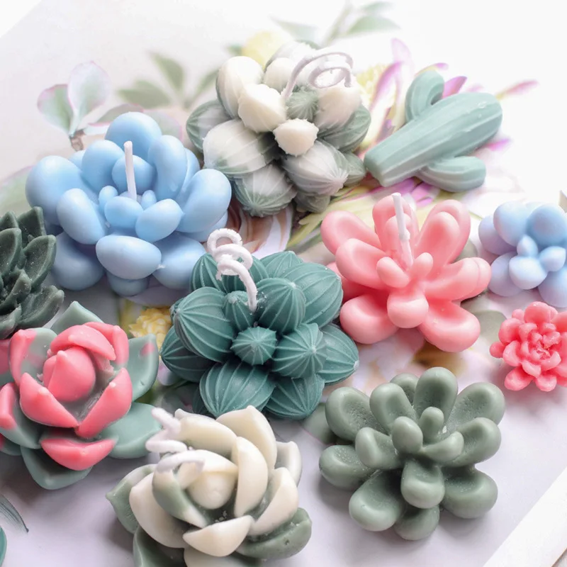 DIY Succulent Cactus Silicone Mold Plant Modeling Candle Mold Fondant Cake Chocolate Baking Mold Candle Stove Resin Mold