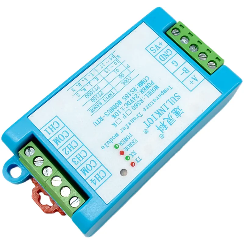 4-way thermal resistance PT100 temperature transmitter K thermocouple acquisition module RS485 photoelectric dual isolation RS60