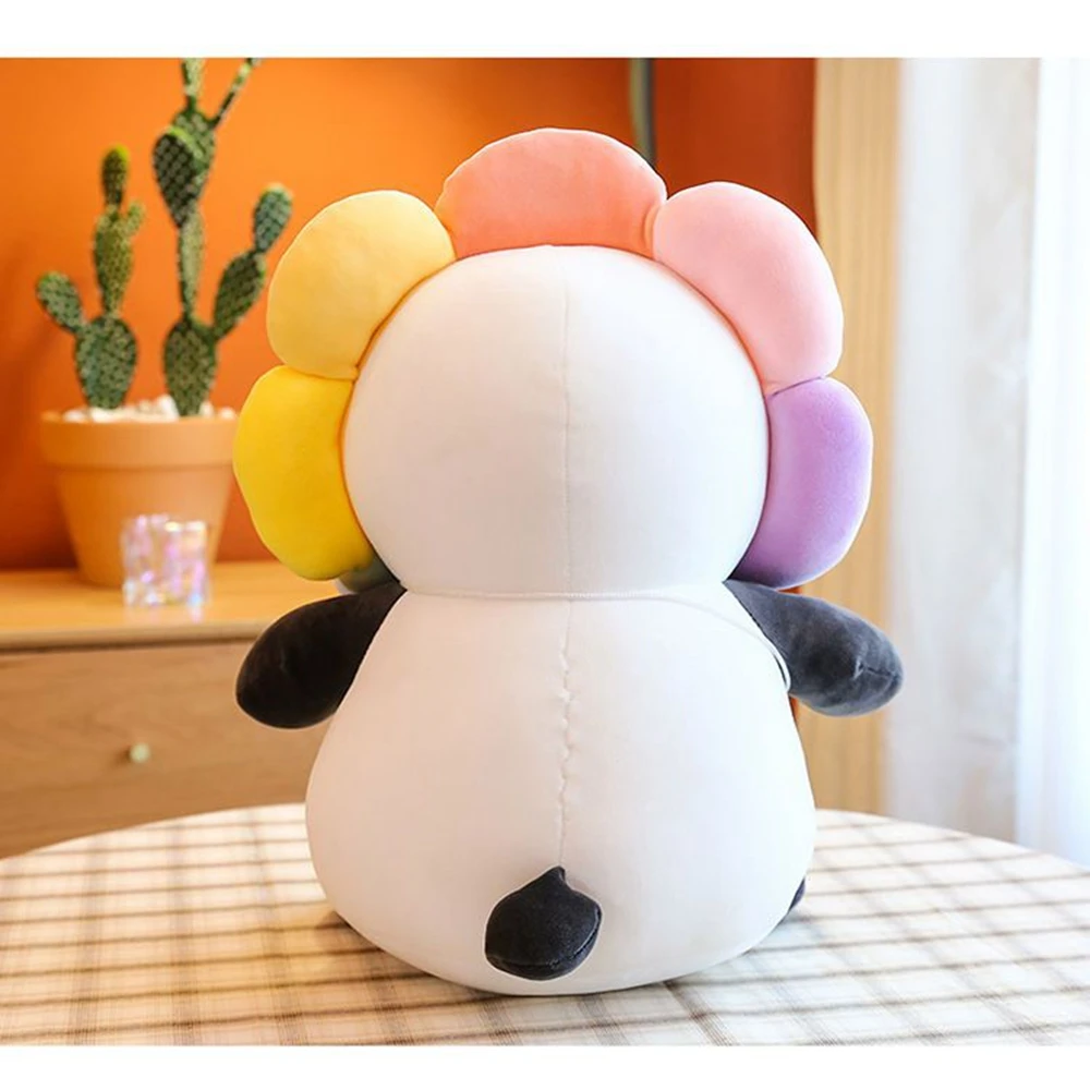 Zaino giocattolo in peluche panda girasole da 25 cm Simpatico tesoro nazionale animale panda bambola regali per il compleanno di Natale dei bambini