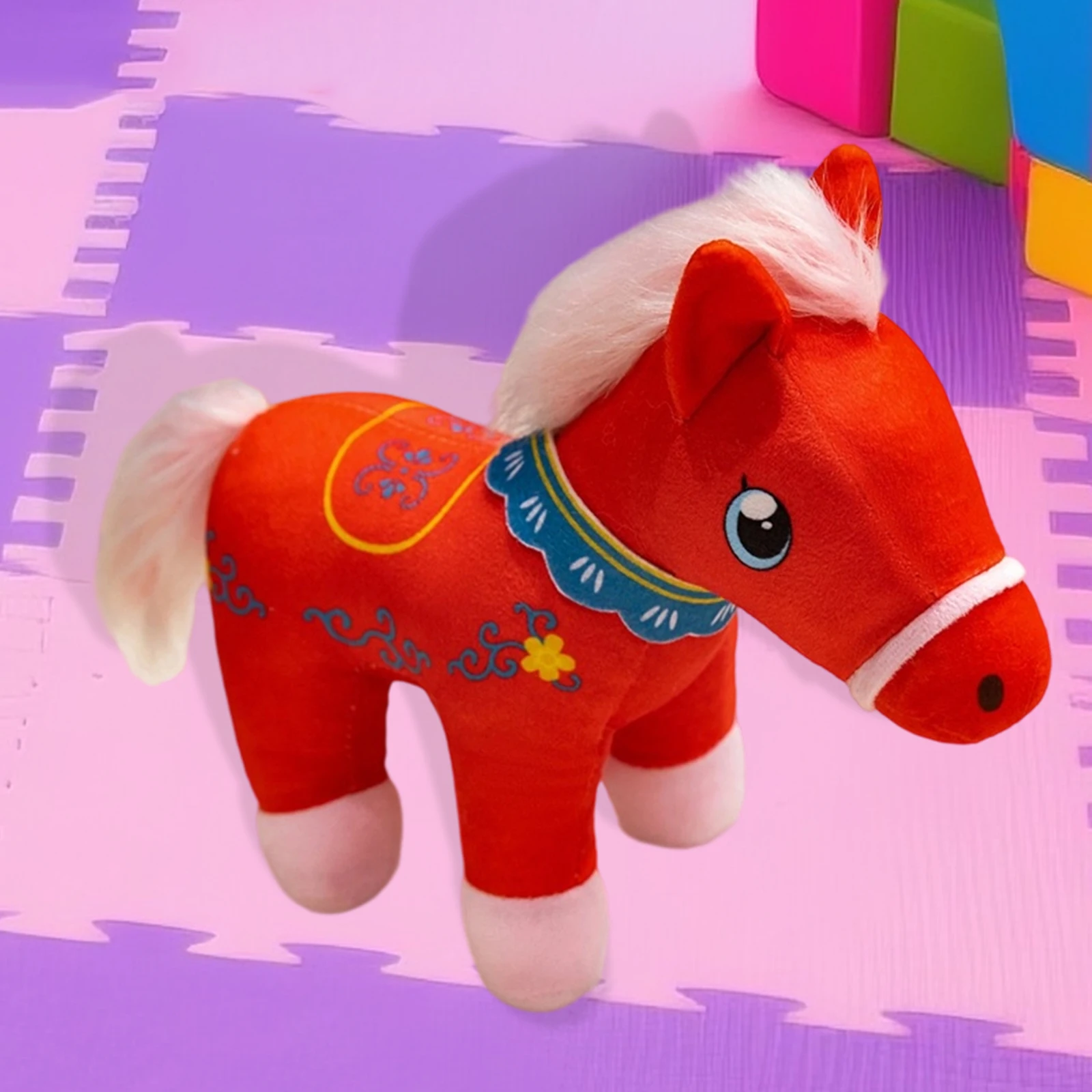 Creatieve paard pluche mascotte schattige dierenriem paard gevulde pop voor bedrijfsevenementen festival decor