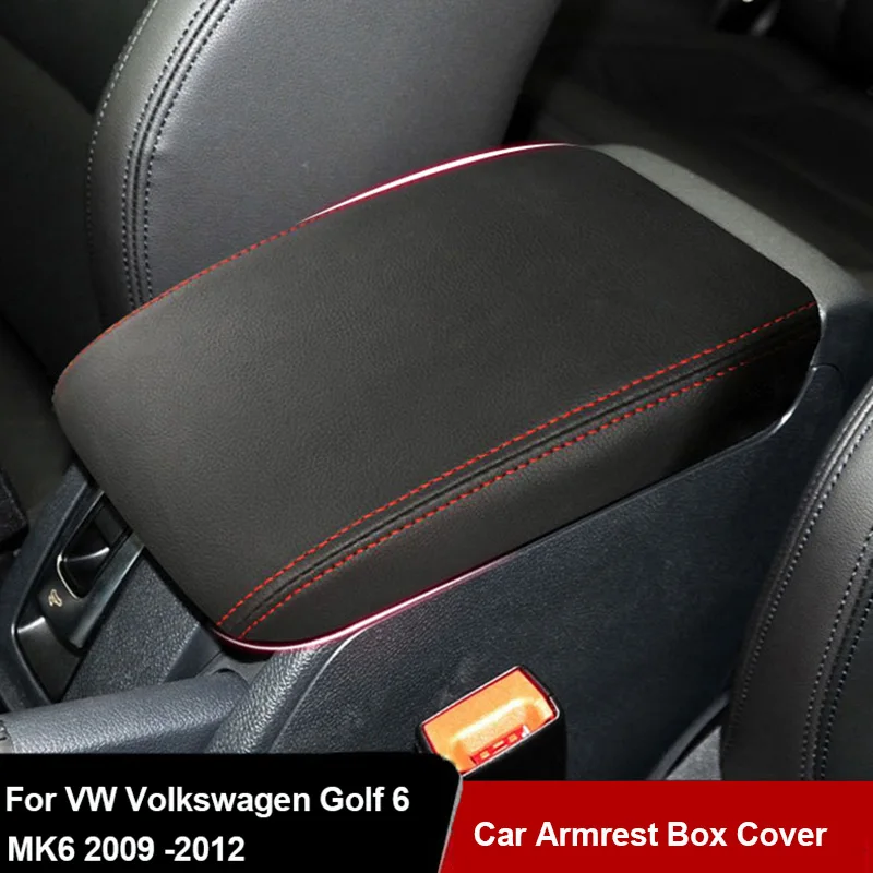 Car Armrest Box Center Console Lid Armrest Cover Interior Accessories PU Leather Cover for VW Volkswagen Golf 6 MK6 2009 -2012