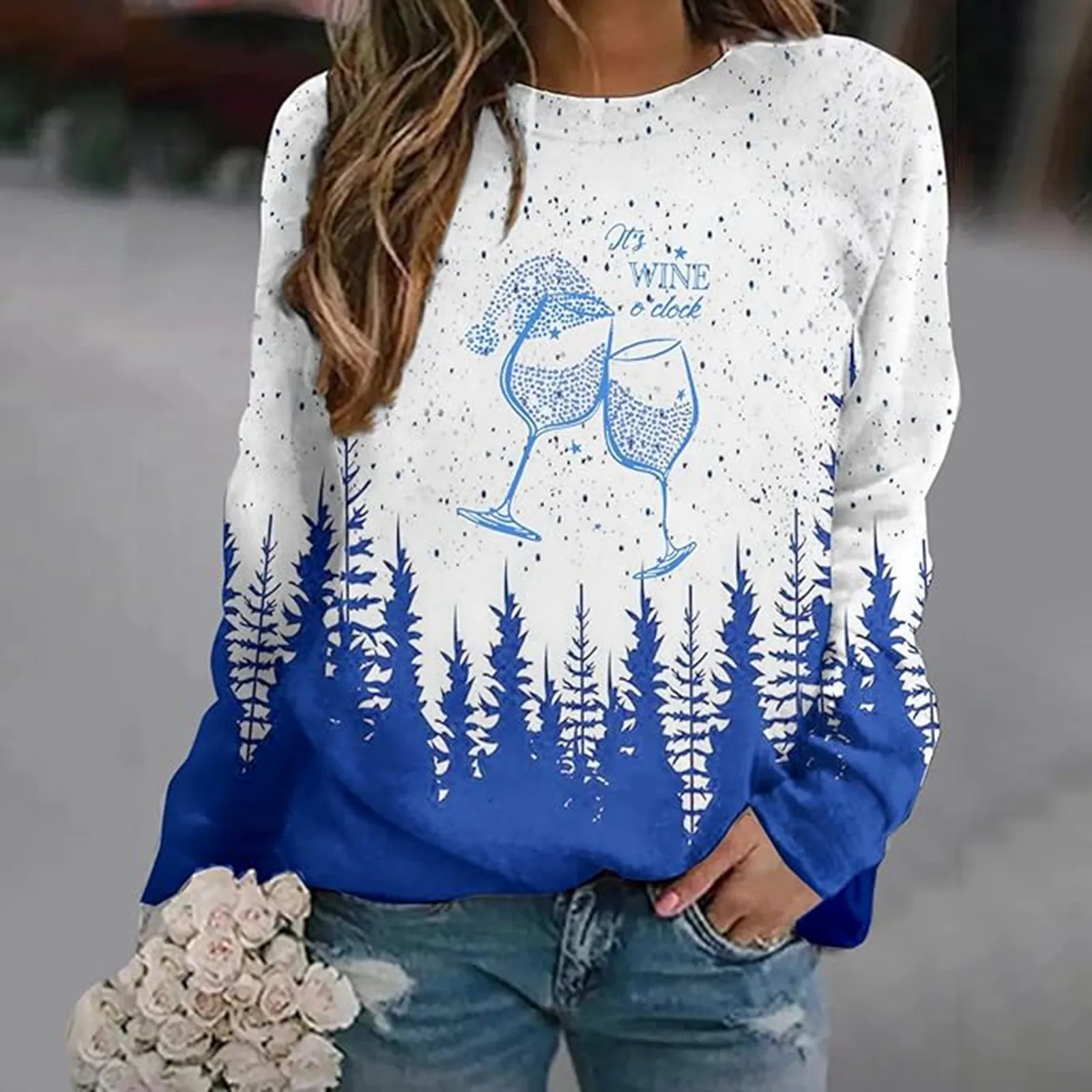 

Fleece Sweat Jacket Women Women Christmas Print Autumn And Winter Casual Retro Sweatshirt Long Sleeve Pullover Zipper Shirt