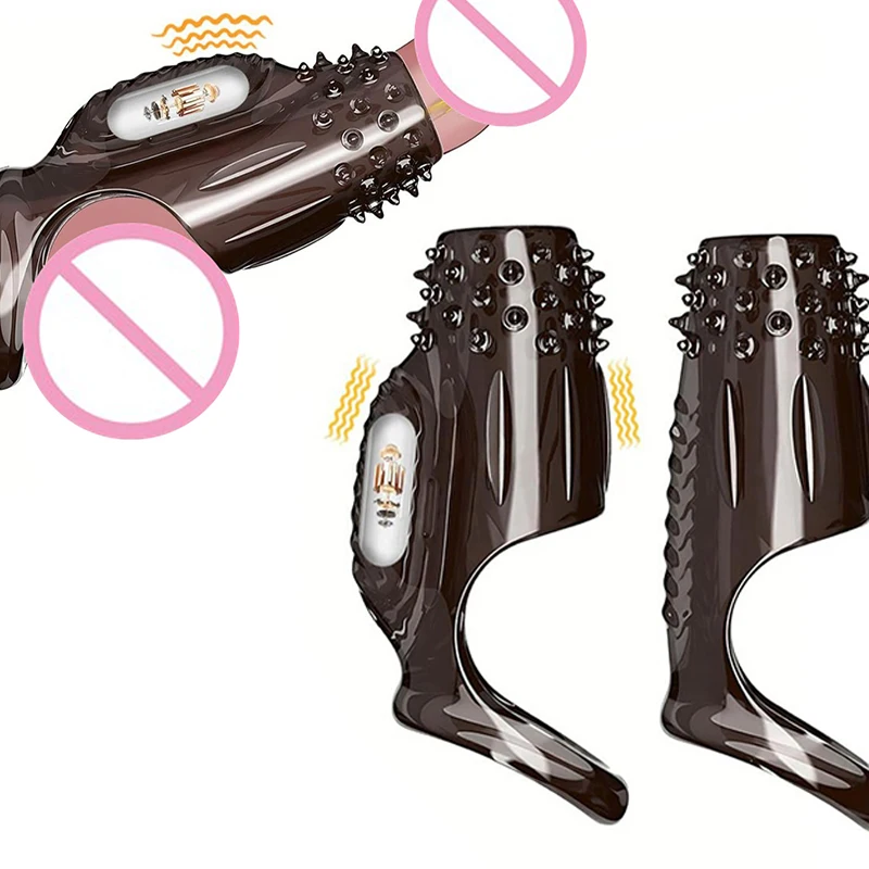 Men Vibrating Cock Ring Dildo Enlarger Penis Training Sex Toy Reusable Cock Sleeve Couple Vibrator Delay Ejaculation Erection