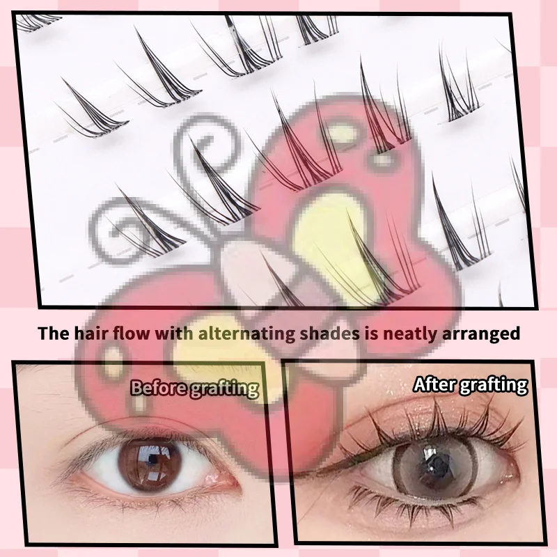 1 セットボリュームのある接着剤不要の自己粘着つけまつげふわふわフィッシュテールひまわり厚いカーリングまつげエクステンションアニメ目