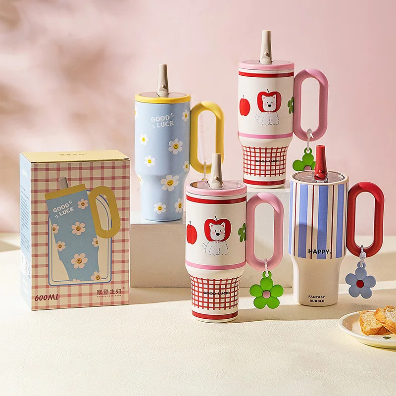 

Милый мультяшный термос, высококачественная новая соломенная чашка большой емкости