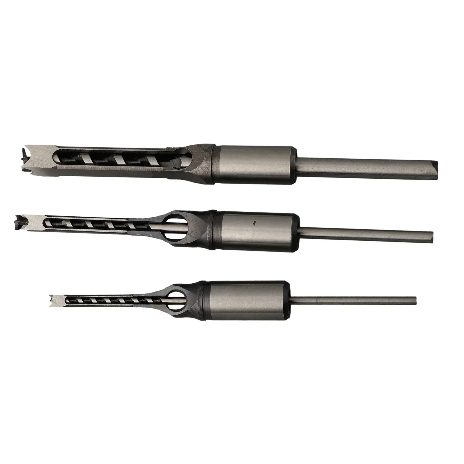 3Pcs Square Hole Auger Drill Bit Set Mortising Woodworking Saw Mortise Chisel Hole Saw Mortising Chisel Power Tools Drill Bits