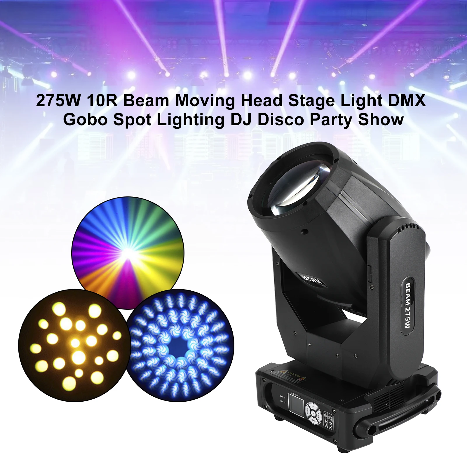 275W 10R Beam Moving Head Stage Light DMX Gobo Spot Lighting DJ Disco Party Show