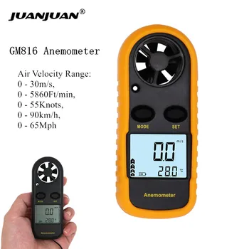 LCD 백라이트가 있는 디지털 풍속계, 풍속 계량기, 미니 풍속계,-10 °C ~ 45 °C 온도 테스터, 0-30 m/s