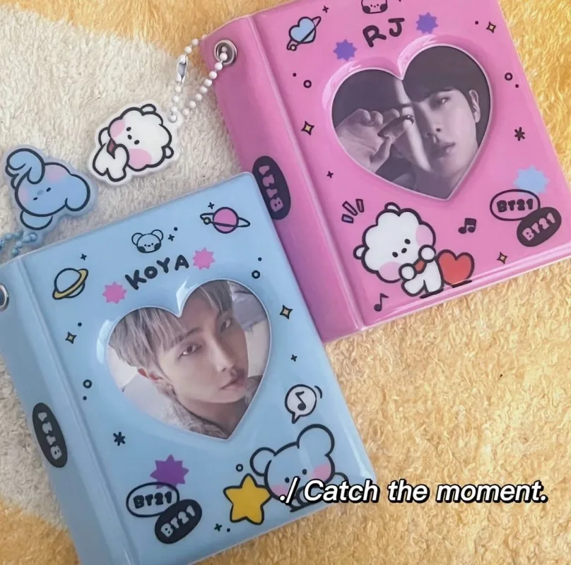 32 قطعة BT21 مينيني تاتا شيمي 3 بوصة ألبوم تخزين البطاقات الكرتون شوكي مانغ كويا ستار الطرفية صور بطاقة كتاب جمع هدية