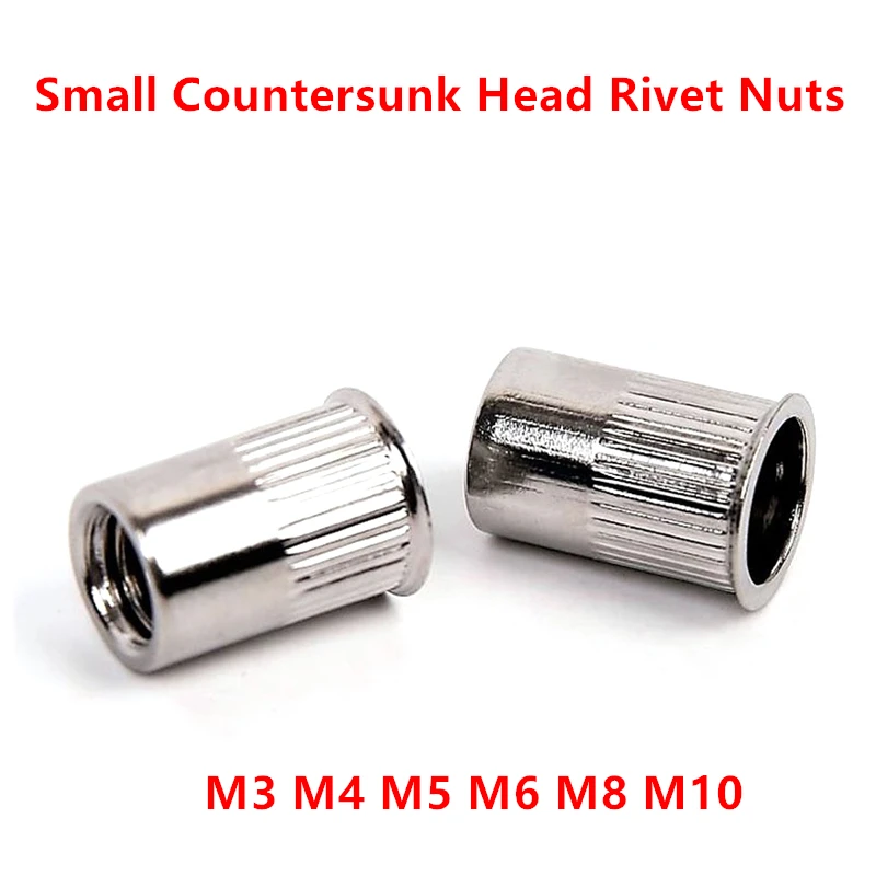 20/5pcs M3 M4 M5 M6 M8 M10 Rivet Nut 304 Stainless Steel Rivnut Small Flat Countersunk Head Riveted Nuts Insert Cap Rivet Nuts