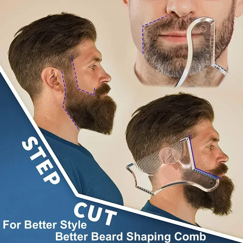 Novo design inovador modelador de barba ou estêncil com pente de tamanho completo para ferramenta de alinhamento, guia de modelo modelador para barbear