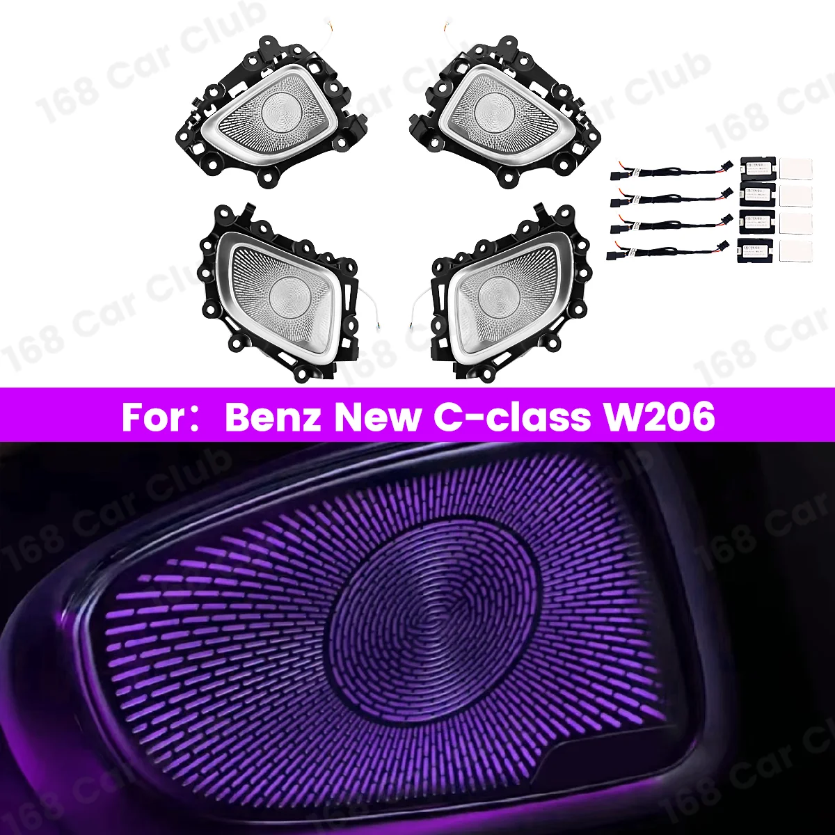 LED 64Colour Ambient Light For Mercedes Benz New C class W206 C43 C63 Car LED Speaker Cover Auto Door Horn Shell Decorative Lamp