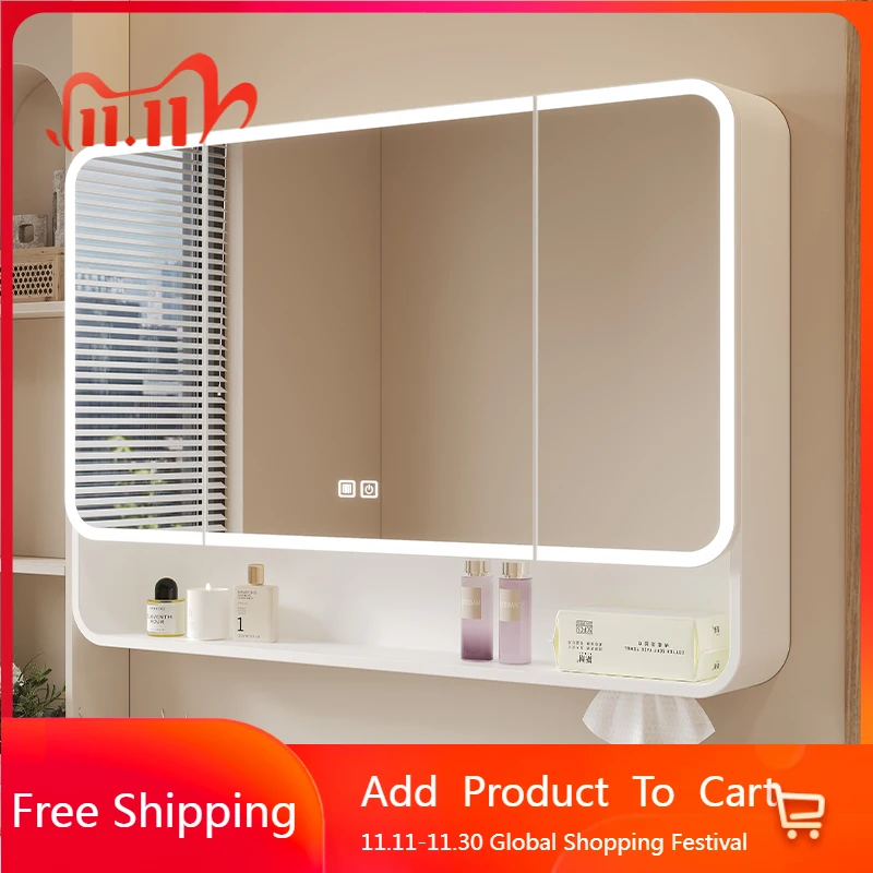 

Mirror Organizer Bathroom Cabinet Storage Shelves Accessories Toilet Medicine Cupboard Disinfecting Gabinete Home Furniture