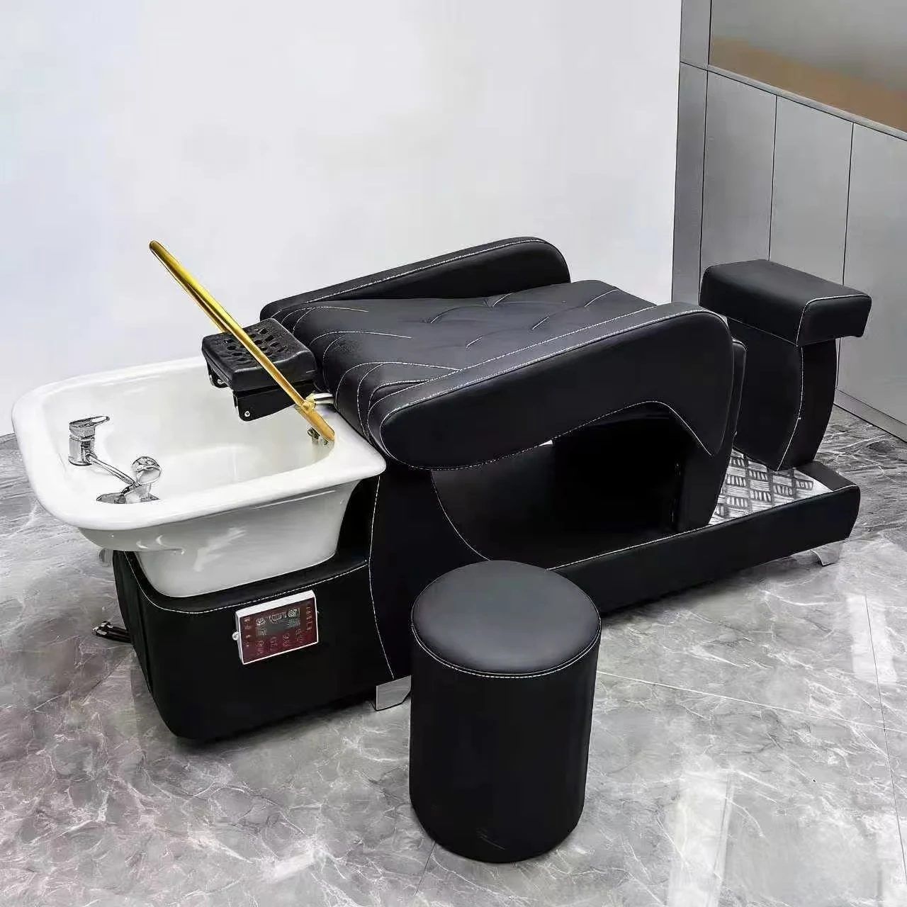 !@！@Hair Salon Shampoo Bed, Hair Salon Exclusive Semi Reclining Flushing Bed, Retro Trendy Salon Shampoo Bed, Integrated Bed