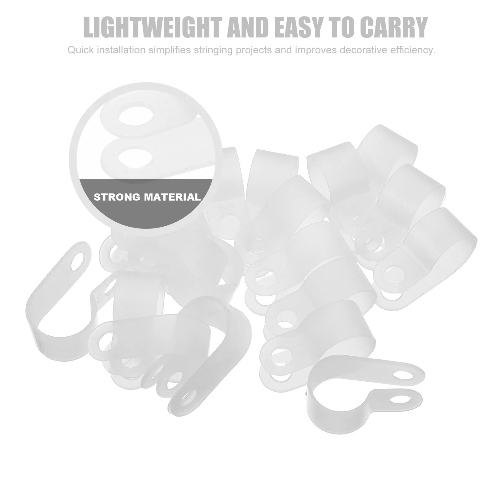 200Pcs R-Type Cable Clamps Plastic Wire Mounting Clips for Indoor Outdoor Rope Light Holders String Light Cord Fasteners Cable