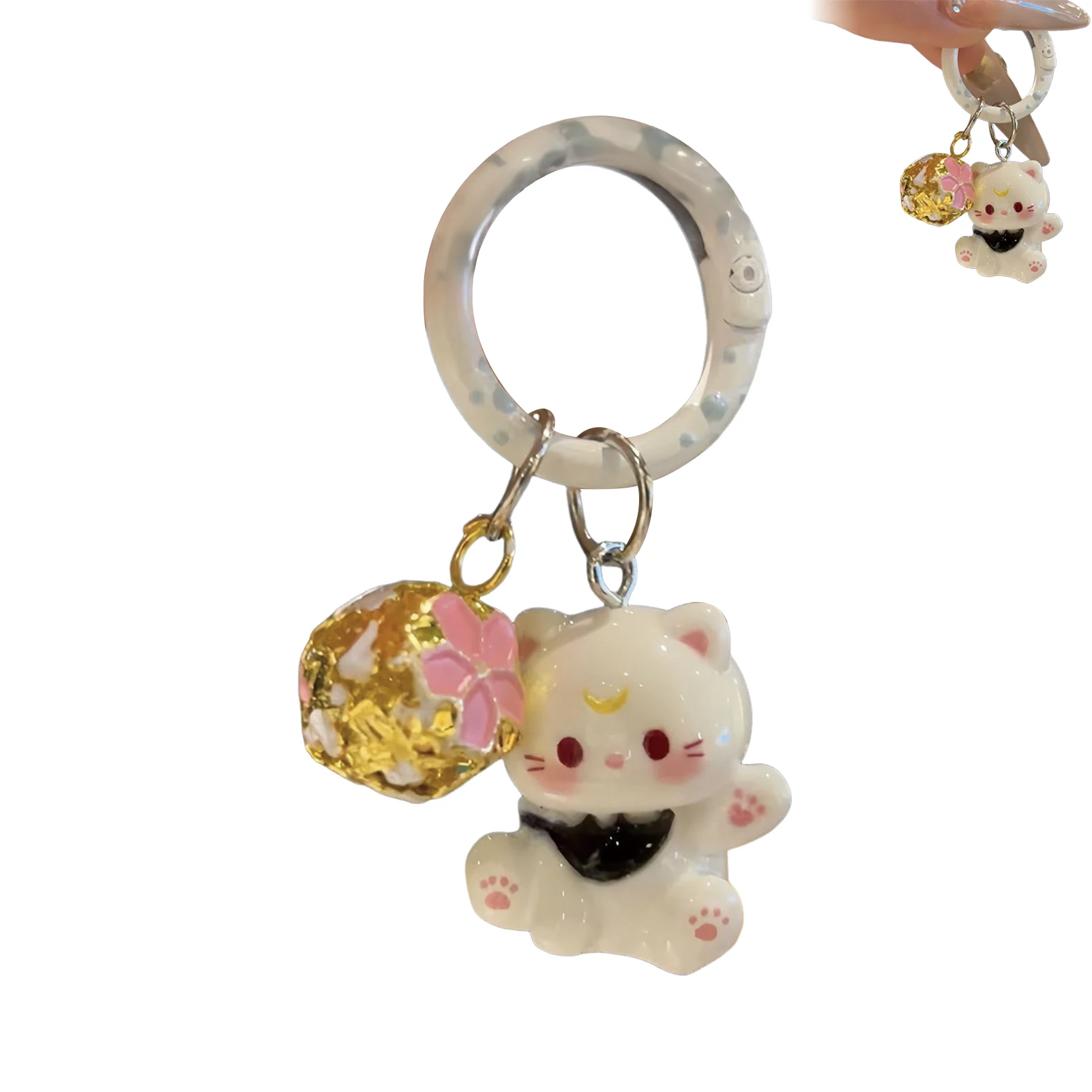 Cute Kitten Key Ring Charm Mini Cat Keychain with Bell for Backpack Purse Gift Accessories Durable Lightweight Jewelry