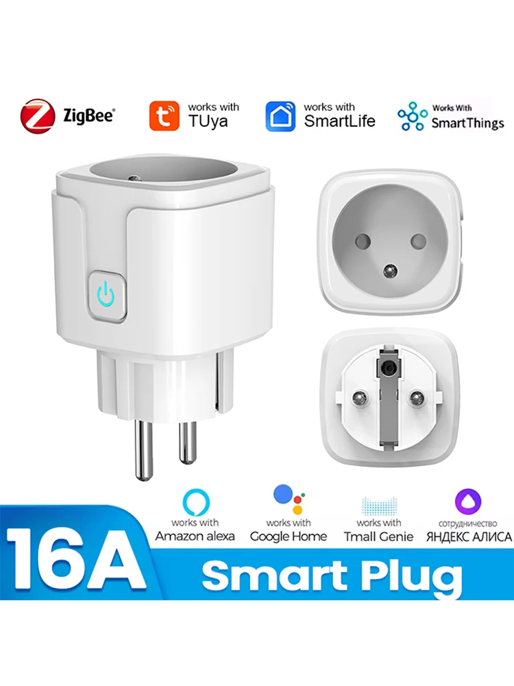 Francuska inteligentna wtyczka Tuya Zigbee 16A z monitorowaniem energii, sterowaniem przez aplikację, timerem, odliczaniem, sterowaniem grupowym, kompatybilna z Alexa i Google Assistant. — Zdjęcie 2 z 2