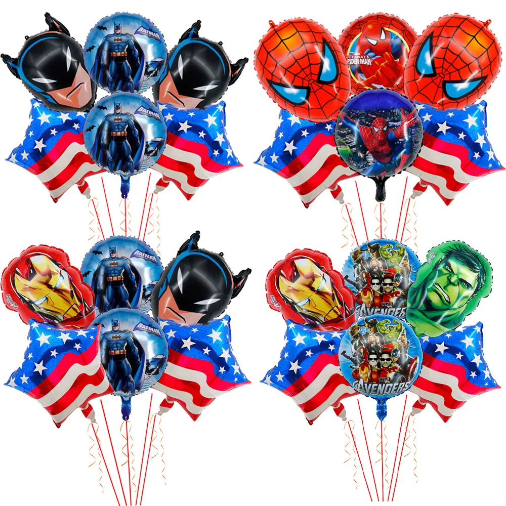 Marvel Birthday Party Cartoon Bat, Hulk, Spider Man Aluminum Balloon Set